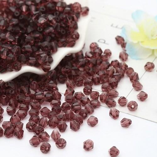TianBo 100pcs Medium purple Color 4mm Bicone Glass Crystal Beads Loose Spacer Beads DIY Jewelry Making Austria Crystal Beads