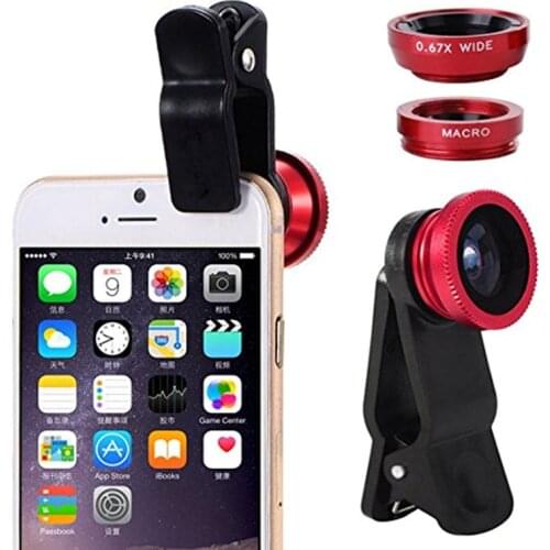 2018 3in1 Universal Mobile Phone Lenses Fish Eye Lens Wide Angle Macro Lens for Iphone 8 X 7 6 S 5S SE Samrtphone Fisheye Lentes