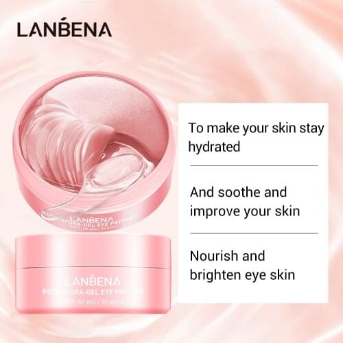 LANBENA Rose Hydra-gel Eye Mask Depth Replenishment Moisturizing Anti-Aging Minimize Pores Smooths Skin Eye Patches Rose Essence