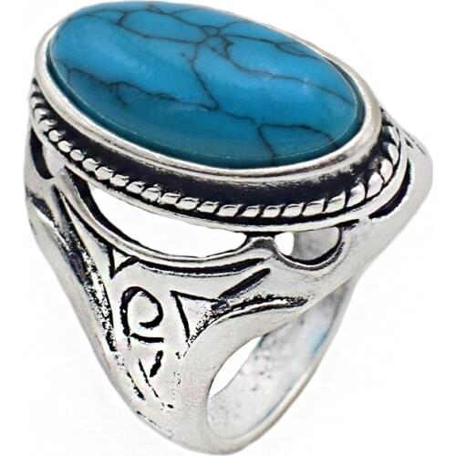 Top Quality Vintage Stone Rings For Women Jewelry Wholesale Silver Color Statement Rings Men