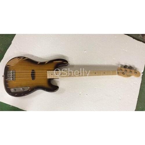 Top quality QShelly custom relic 4 strings old used vintage faded electric bass guitar ash body p bass musical instruments shop