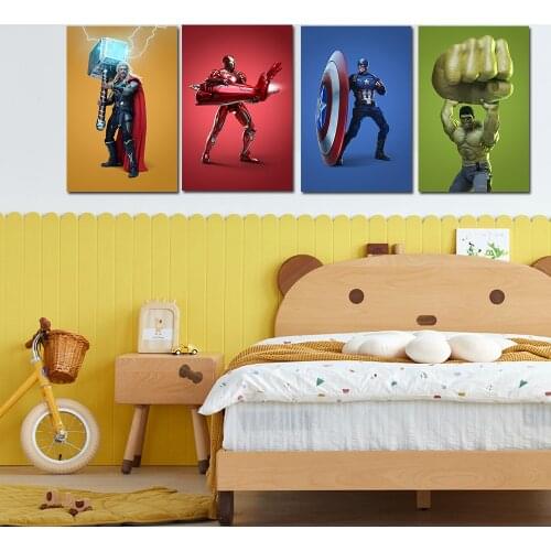 Funny Superhero Avengers Big Weapon Iron Man Captain America Art Poster Wall Picture Living Room Decoration Birthday Gift