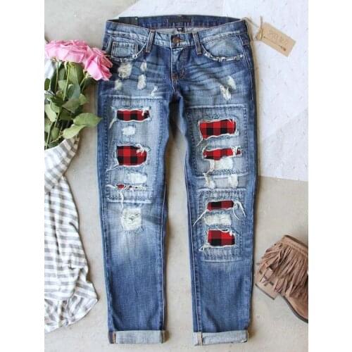 Women Fashion Patchwork Boyfriend Jeans Casual Loose High Waist Denim Pants Woman Vintage Straight Mom Jeans Trousers
