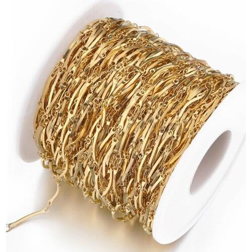 1Meter Stainless Steel Gold Chains DIY Handmade Bracelet Necklace Bend Sticks Chain for Jewelry Making Components DIY Wholesale