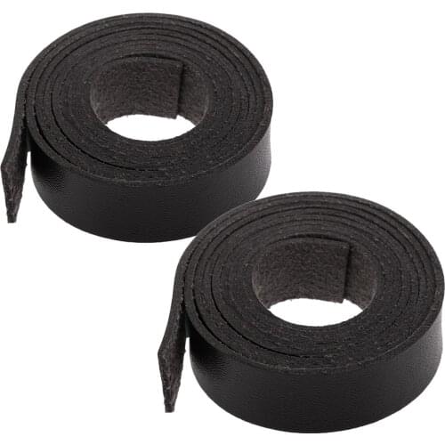 2 Pcs 2M 1.5cm Wide PU Leather Tape Strap for Garment Leathercraft Craft DIY Supplies Black