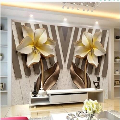 3d customized wallpaper 3D flower embossed wallpapers TV background wall jewelry background wall decoration mural