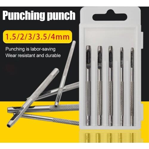 5Pcs/Lot Leather Round Shape Hole Punch Kit Belt Watch Band Hollow DIY Tool 1.5-4mm Metal Gaskets Puncher Tools With Box