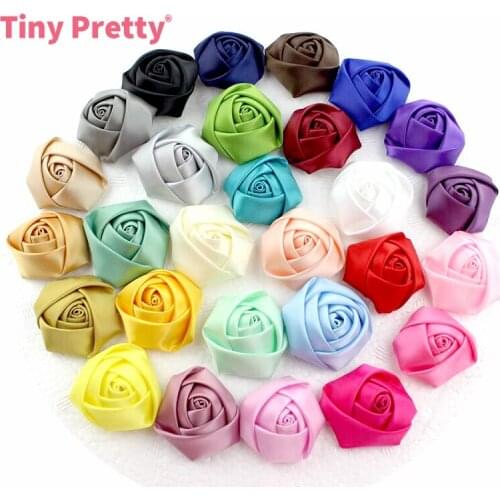 20PCS 50MM Handmade Rolled Satin Ribbon Rose Flower Buds Accessory for DIY Headband,Bridal Flower,Lapel,Wedding Bouquets