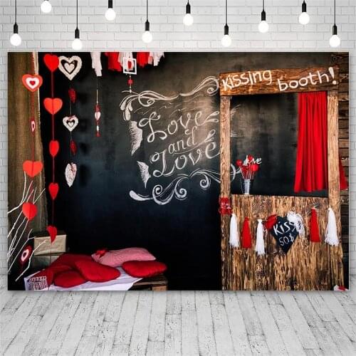 Avezano Valentines Day Backdrop Love Pillow Blackboard Kiss Photography Backgrounds Photo Shoot Studio Photozone Photocall Decor