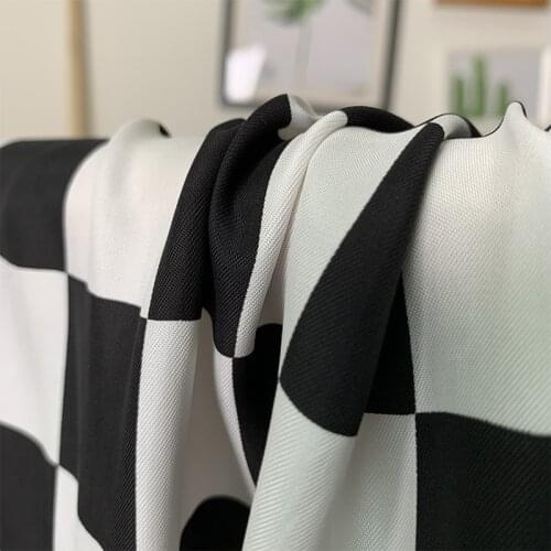 White waxberry 140cm black white grid copper cupra fabric clothes Garment sewing materials fabrics Free shipping