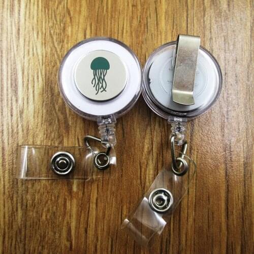 Jellyfish ID Badge Reel gift for him/her friend family retractable recoil id badge holder work fun