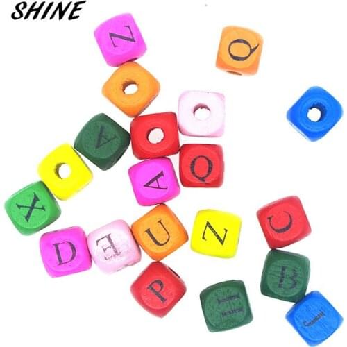 SHINE 100pcs/lot 6mm Big Hole Cube Shape Wooden Beads Scrapbook Sewing Buttons DIY Material Findings Z0002
