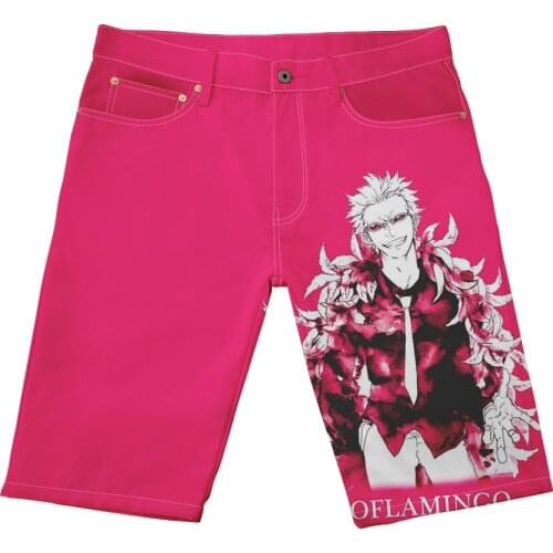 One piece print jeans latest anime denim shorts mens summer street hip-hop clothing mens/boy casual shorts