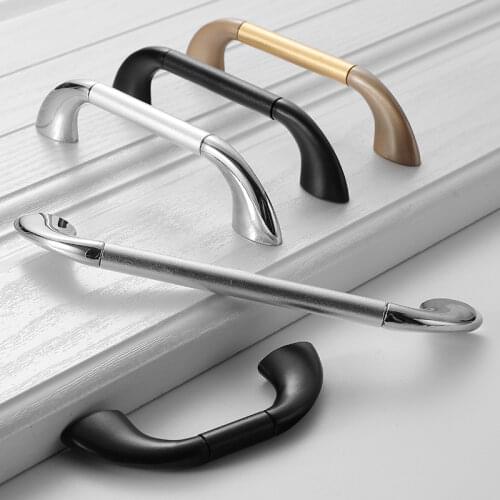 Black gold silver metal knobs and handles for furniture modern drawer wardrobe kitchen door in Cabinet Pulls kids mini small