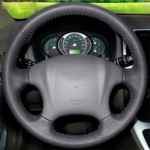 For Hyundai Tucson 2006-2014 Hand-stitched Black Leather Car Steering Wheel Cover Automoti Auto interiorve interior car accessor