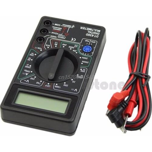 DT-830D Digital Multimeter with Buzzer Square Wave Output Voltage Ampere Ohm Tester Probe DC AC LCD Overload protection R02