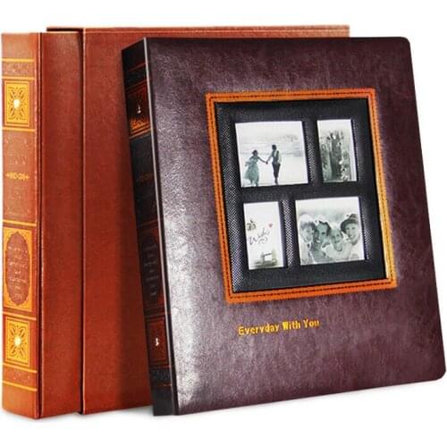 Photo Album Scrapbook PU Leather Albums Cover Interleaf Type Wedding Pictures Album Large Volume Retro Photograph Baby Albums