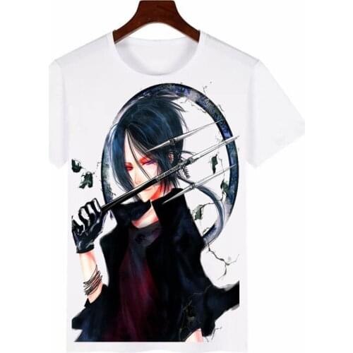 Anmie Summer Men T Shirt Short sleeve T-shirt Anime Ink painting Tshirt Anime Tees Streetwear