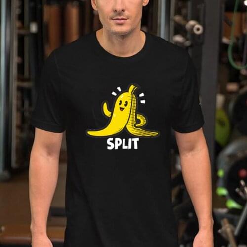 Funny Banana Fruit Split Graphic Tees Mens Cotton Short Sleeve Tee Male T-Shirts Cartoon Banana Printed Summer Casual Tops Tee