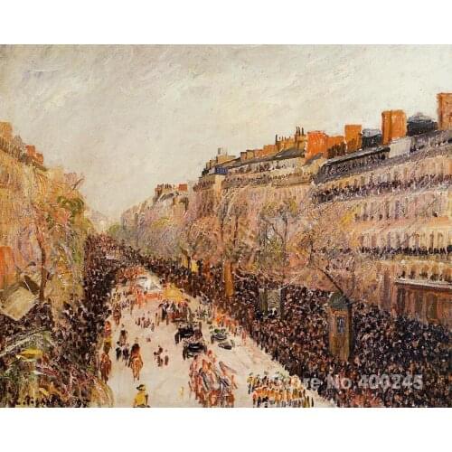 Artwork by Camille Pissarro Mardi Gras on the Boulevards High quality Oil paintings reproduction Hand-painted