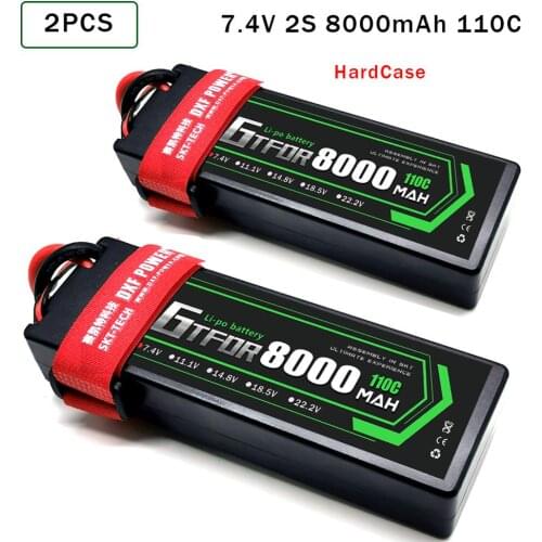 GTFDR 8000mAh 7.4V 110C Lipo Batteries 2S RC Lipo Battery Deans XT60 EC5 XT90 For 1/8 1/10 Off Road RC Car Truck Buggy