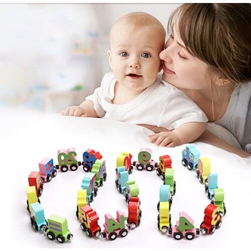 Magnetic Wooden Train Toys For Children Wooden Train Railway Numbers Letters Animals Kids Educational Learning Toy