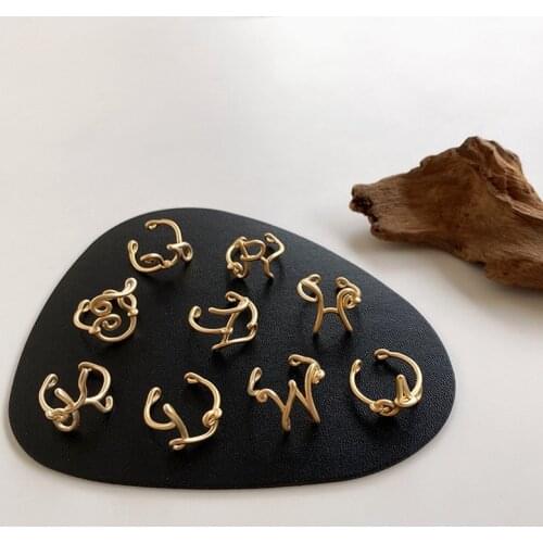 MENGJIQIAO New Design Fashion Words Letter Rings For Women Matte Metal Adjustable Rhineston Mid Finger Knuckle Ring Jewelry Gift