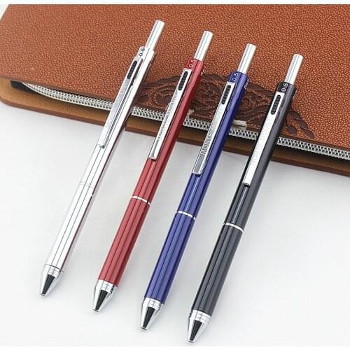 4 in 1 Metal Promotions 3 colors metal mechanical pencil school Office stationery Ballpoint Pens Writing Pens Gift
