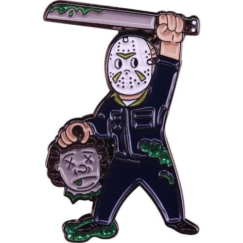 Horror Movie Friday The 13th Jason Voorhees Cute Cartoon Metal Enamel Clothes Coat Lapel Backpack Bag Badge Brooch Pin