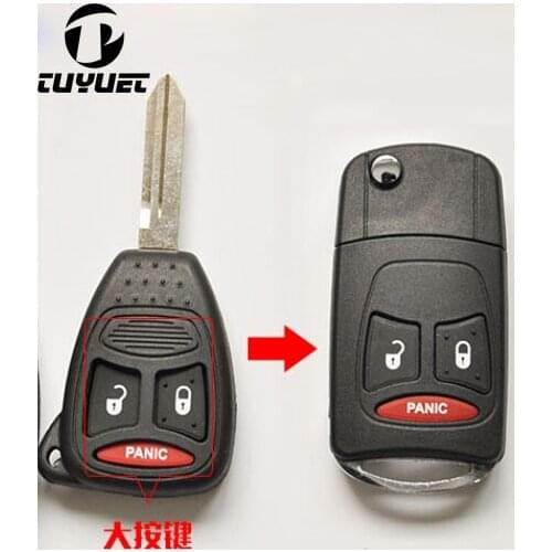 2+1/3 Buttons Modified Folding Flip Remote Key Shell For Chrysler Big Button (Without Battery Location )