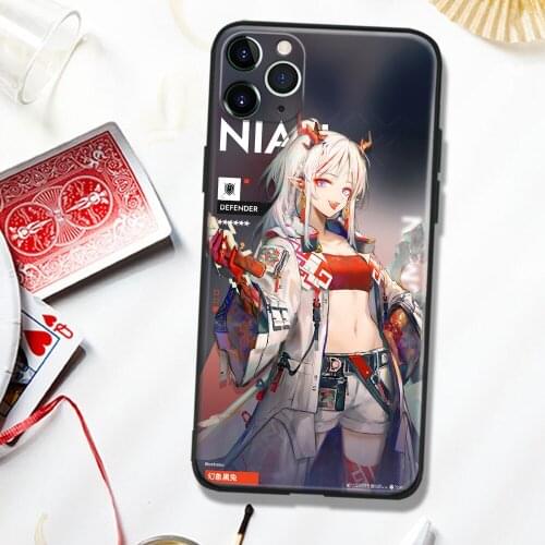 Nian Arknights Soft Silicone Tempered Glass Phone Case Cover Shell For IPhone SE 6 6s 7 8 Plus X XR XS 11 12 Mini Pro Max