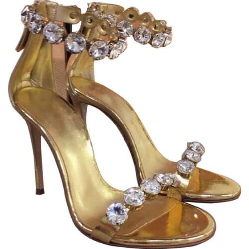 Summer new sexy one line with open toe high-heeled shoes with gold diamond sandals women bing concise sandals shoes fashion hot