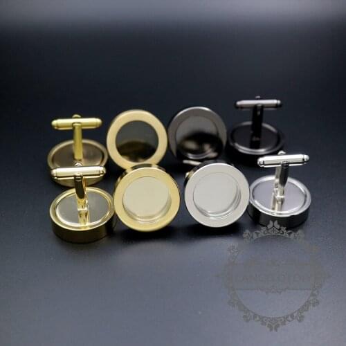 16mm setting silver,gold,gun black,bronze round 3mm deep bezel charm floating DIY photo cufflinks,wedding cuff links blank
