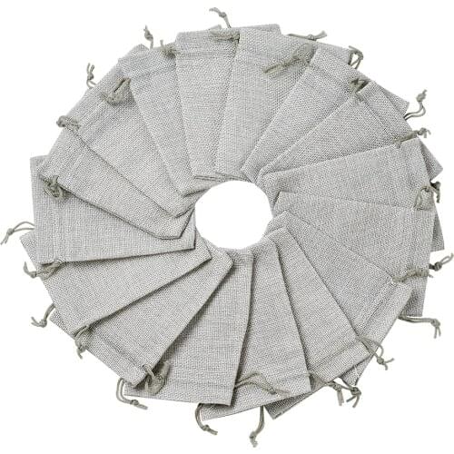 50pc Rectangle Drawstring Bags Imitation Linen Cloth Pouches Fabric Jewelry Storage Party Gifts Packing 2 color 14x10cm 18x13cm