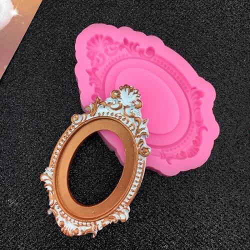 Embossed European frame photo frame silicone mold turn sugar chocolate baking tool cake decorated DIY drop glue mold