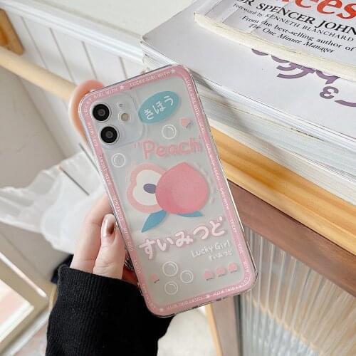 Retro Peach Bubble Sweet Lucky girls Japanese Phone Case For iPhone 11 12 Pro Max Xs Max XR Xs 7 8 Plus X 7Plus case Cute Cover