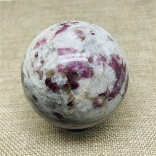 50MM natural red and white tourmaline ball crystal ball chakra healing spirit stone carving crafts, minerals