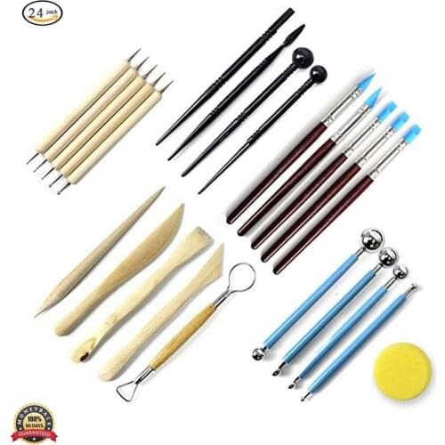 24Pcs Dotting Tools Ball Styluses for Rock Painting Pottery Clay Modeling Embossing Art Clay Pottery Modeling Set Carving Tools