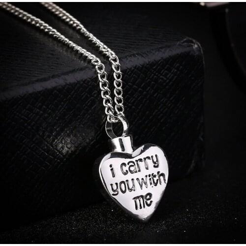 Cremation Jewelry with Silver Plated Heart Shaped Memorial Urn Necklace Cremation Ahes Keepsake Pendant Necklace for Unisex