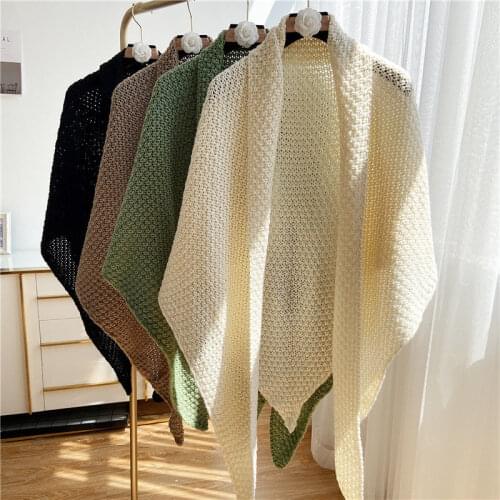 Spring and summer new fashion thin section hollow shawl long section Korean knitted sunscreen shirt womens outer shawl