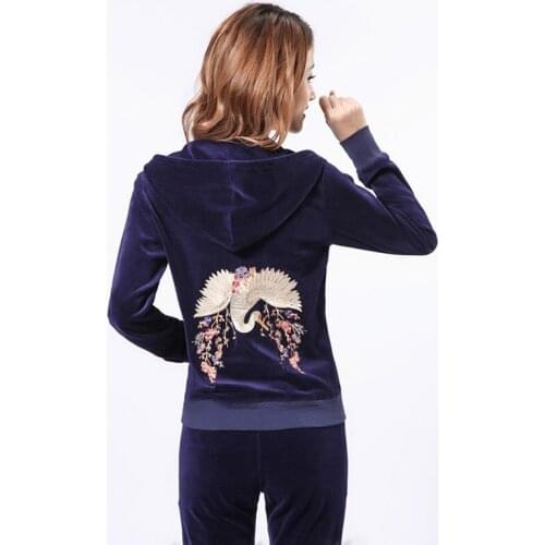 Spring Fall 2021 Womens Brand Velvet Fabric Tracksuits Velour Female Track Suit Hoodies Tops and Pants Size S - XXL