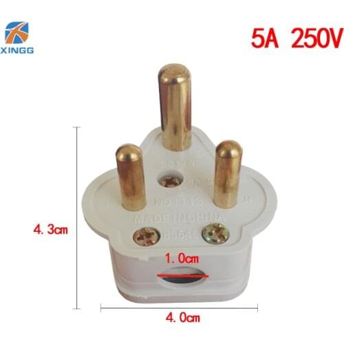 South Africa Small Round 3 Pins AC Electrical Power Male Plug Rewireable Socket Outlet Adaptor Adapter Extension Cord Connector