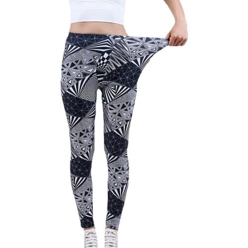 YSDNCHI Fashion Ladies Women Legging Woman Jeggings Fitness Leggins Pants Striped White Black Geometric Printed New Sportswear