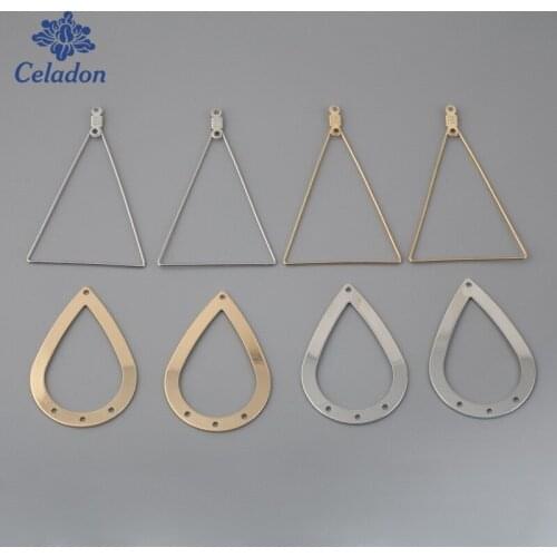 2018 New Earring Accessories for Women Metal Charms Earring Pendant Silver Gold Triangle Water Drop DIY Jewelry Earring Findings