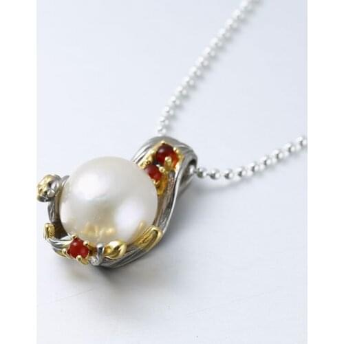 S925 Sterling Silver Women Vintage Thai Silver Baroque Style Set With Natural Freshwater Pearls Pendant Manufacturers Wholesale