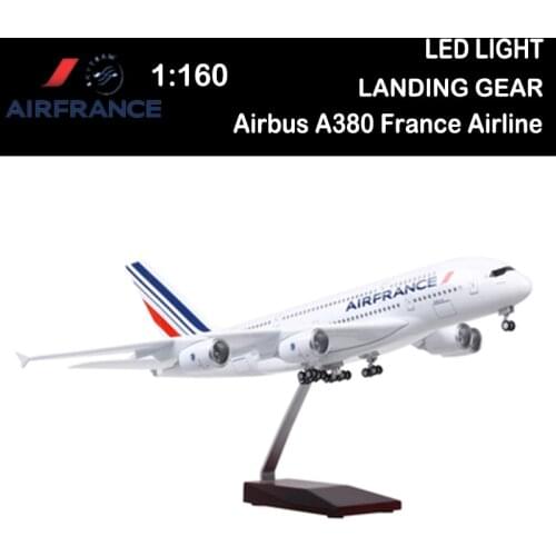 1/160 50CM Airplane Airbus 380 A380 France Airline Model Light Diecast Plane Collection Boys Toys Display Airliner Kids Gift