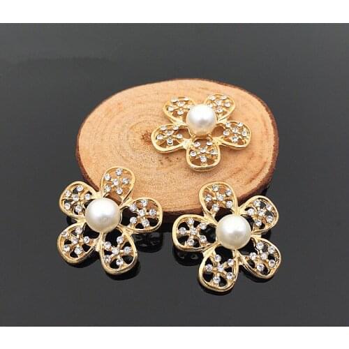 Free Shipping 10PCs 30PCs Alloy Hollow Out Button Patch Flower Stickers Gold Color Plated Metal Floral Buttons Fit Girls Jewelry