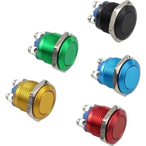 12mm 3A Waterproof Momentary Round Metal Push Button Switch Car Start Horn Speaker Bell Automatic Reset