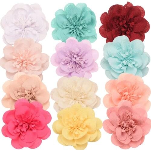 160PCS Chiffon Flower Hair Accessories for Kids Girls Headwrap Fabric Flowers for Headband Boutique Wedding Decoration