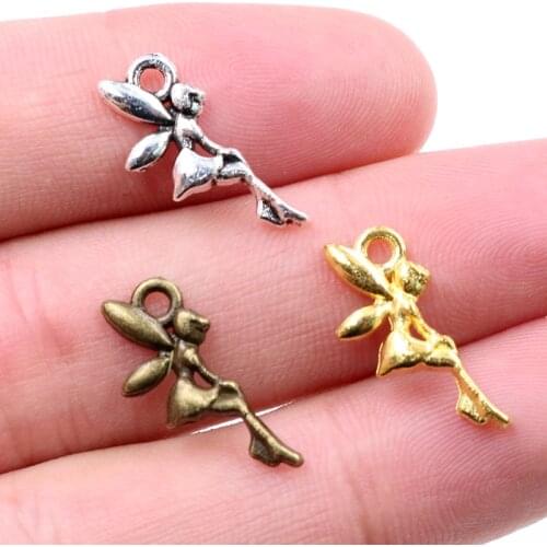 19x8mm 40pcs Antique Silver Plated Bronze Gold Angel Girl With Wings Handmade Charms Pendant:DIY for bracelet necklace